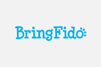 Logo of "bringfido" in blue lettering on a light gray background, designed for veterinarians.