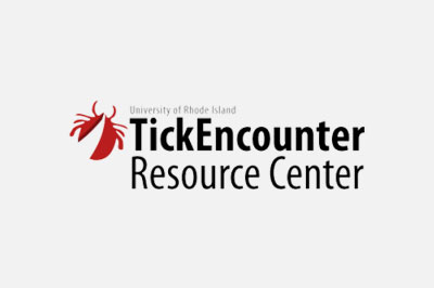 Logo of the TickEncounter Resource Center at the University of Rhode Island, featuring a stylized red tick above the text, designed for veterinarian use.