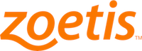 The logo of Zoetis, designed for veterinarians, features the company's name in a stylized orange font.